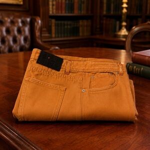 Kiton Linen/Cotton Stretch 5-Pocket Casual Summer Trousers in Tangerine
